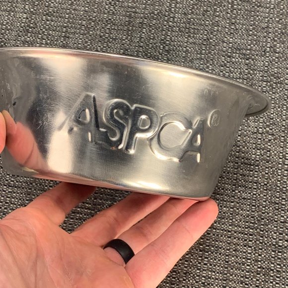 ASPCA Stainless Steel Dog Bowl - feeder paw print embossed pet cat - Picture 4 of 6